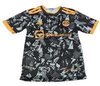 Černý vzorovaný funkční fotbalový dres - Ronaldo - Manchester United Adidas
