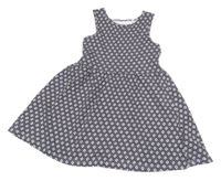 Bielo-tmavomodro-ružové vzorované šaty C&A