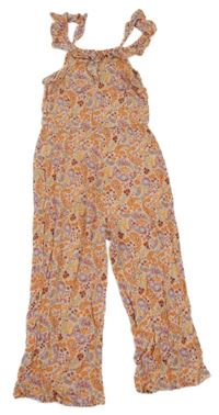 Svetloružová -farebný vzorovaný ľahký nohavicový overal H&M