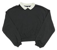Antracitová crop mikina s golierikom H&M