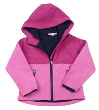 Fuchsiovo-ružová softshellová bunda s kapucňou