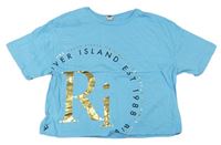Svetlomodré crop tričko s nápismi River Island