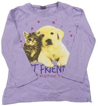 Fialové tričko s psíkom a mačičkou Kiki&Koko