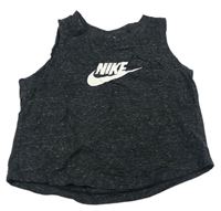 Tmavošedý melírovaný crop top s logem Nike 