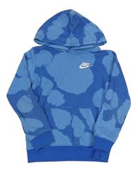 Modro-tmavomodrá vzorovaná mikina s logem a kapucí Nike