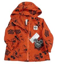 Nové - červená šušťáková jesenná bunda s Mickeym a kapucňou zn. Primark