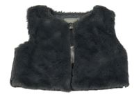 Tmavosivá chlpatá podšitá vesta Primark