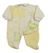 Smetanovo-žltý zamatový overal s krokodílom Hajdi