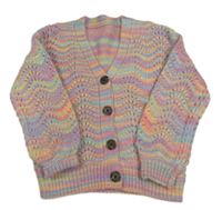 Barevný pruhovaný propínací vlněný svetr Dunnes