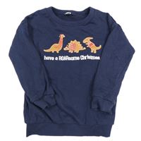 Tmavomodrá mikina s dinosaurami TU