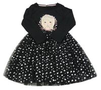 Černé šaty s princeznou a tylovou srdíčkovanou sukní Kiki&Koko