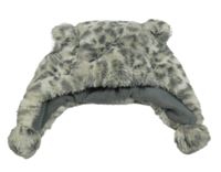 Šedo-bílo-béžová vzorovaná kožešinová podšitá ušanka Topolino