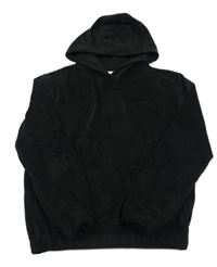 Čierna plyšová mikina s kapucňou