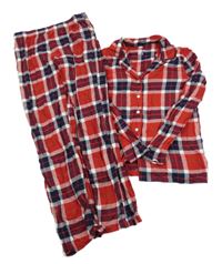 Červeno-bielo-tmavomodré kockované pyžama F&F