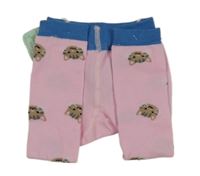 Nové - Svetloružová -modré pančuskové legíny s mačkami