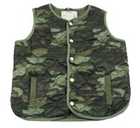 Khaki army šusťáková prošívaná zateplená vesta M&S