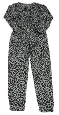 Sivo-čierno-ružový vzorovaný nohavicový overal s opaskom Matalan