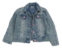 Modrá plesňová rifľová bunda s výšivkou Little kids