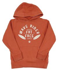 Červená mikina s nápisom a kapucňou Fat Face