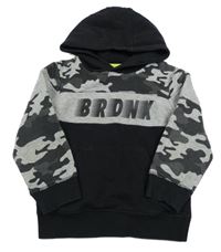 Čierno-sivá mikina s nápisom a kapucňou Matalan