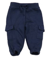 Tmavomodré cargo tepláky s kapsami Primark 