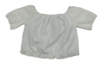 Bílá madeirová crop halenka s lodičkovým výstřihem Primark 