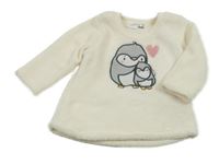 Smotanová chlpatá mikina s tučňáky Ergee