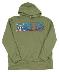 Khaki mikina One Piece s kapucí 