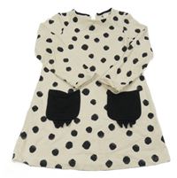 Smotanové bavlnené šaty s bodkami a kapucňou H&M