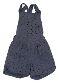 Tmavomodré děrované plátěné laclové kraťasy Tape Á L´oeil