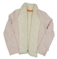 Svetloružový teplákový zateplený cardigan Staccato