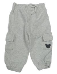 Šedé melírované cargo tepláky s Mickeym George