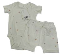 Nové - 2set - Biele body s pomeranči + kraťasy H&M