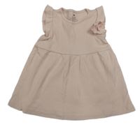 Svetloružové rebrované šaty s volánikmi H&M