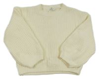Smotanový žinylkový oversize crop sveter H&M