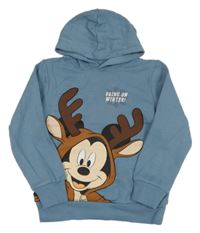 Modrošedá mikina s Mickeym a kapucí C&A
