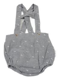 Sivé plátenné kraťasy s trakami a pejsky