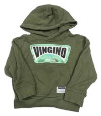 Khaki mikina s nápisom a kapucňou Vingino