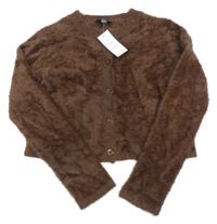 Nové - Čokodálový chlupatý propínací crop svetr New Look