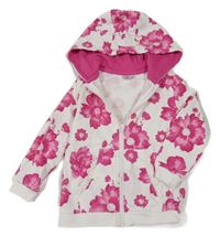 Biela prepínaci kvetovaná mikina s kapucňou So Cute