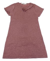 Staroružové trblietavé svetrové šaty s mašlou H&M