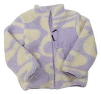 Fialovo-smetanová vzorovaná huňatá podšitá bunda H&M