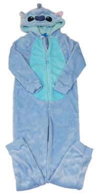 Modro-tyrkysová chlupatá kombinéza s kapucí - Stitch Primark