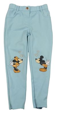 Svetlomodré tregínové nohavice s Minnie a Mickey Tu