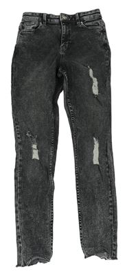 Tmavošedé plísňové skinny rifle s prošoupáním Denim365