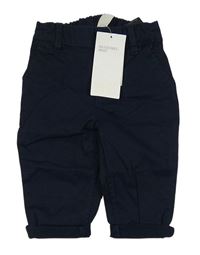 Tmavomodré plátenné nohavice H&M