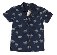Tmavomodrá košile s palmami PRIMARK