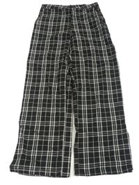 Čierno-biele kockované chino straight high waist široké nohavice H&M