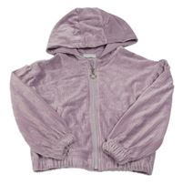 Staroružová rebrovaná zamatová prepínaci crop mikina s kapucňou Matalan