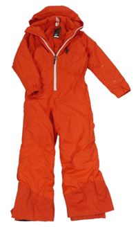 Červená šušťáková funkčná zimná kombinéza s logom a kapucňou zn. Wed'ze